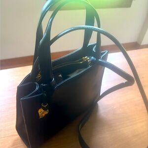 Dana Bachman  Elegant Black Leather Tote Bag
